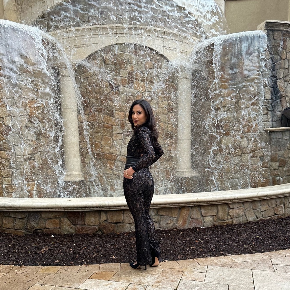 Nadine Merabi Bella Black Sequin Sparkle Jumpsuit